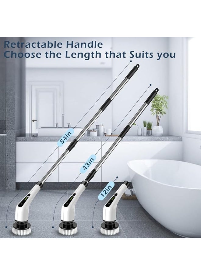 Electric Spin Scrubber, Cordless Cleaning Brush, Shower Scrubber with 9 Brush Heads, Power Scrubber 2 Speeds with Adjustable Extension Handle, IPX7 Waterproof for Bathtub Floor Bathroom Shower Bathtub Glass Car - Image 2
