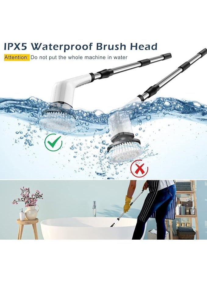 Electric Spin Scrubber, Cordless Cleaning Brush, Shower Scrubber with 9 Brush Heads, Power Scrubber 2 Speeds with Adjustable Extension Handle, IPX7 Waterproof for Bathtub Floor Bathroom Shower Bathtub Glass Car - Image 3