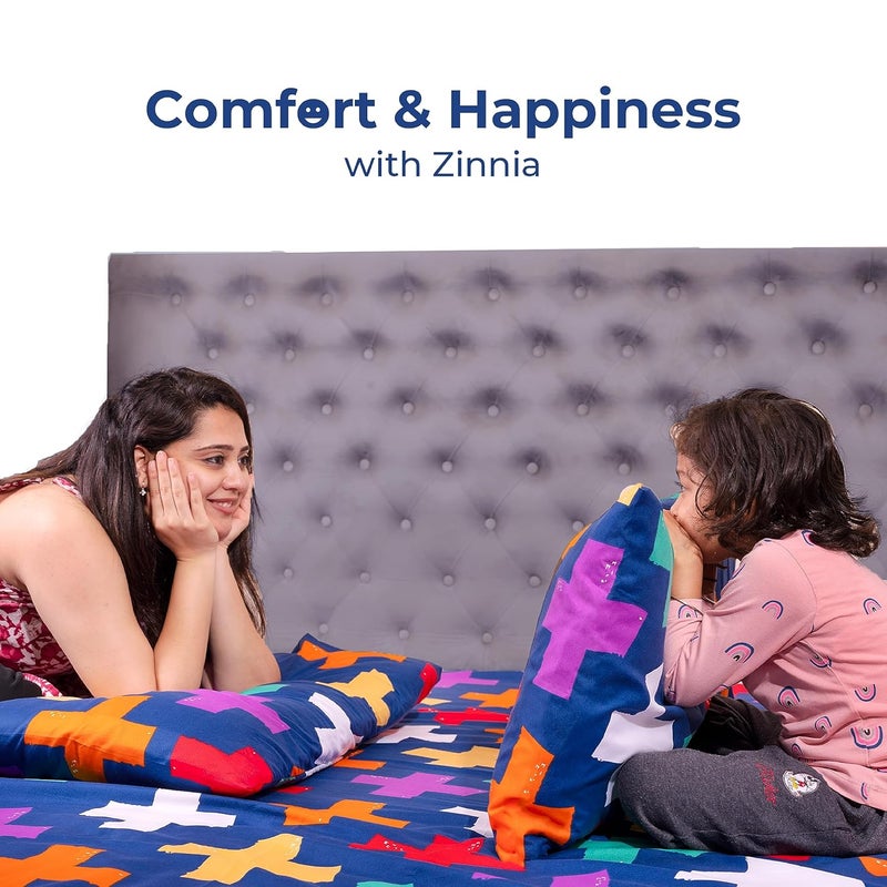ZINNIA Super Soft Microfibre Printed bedsheet with 2 Pillow Cover Double 229 x 254 CM Erin Navy - Image 5