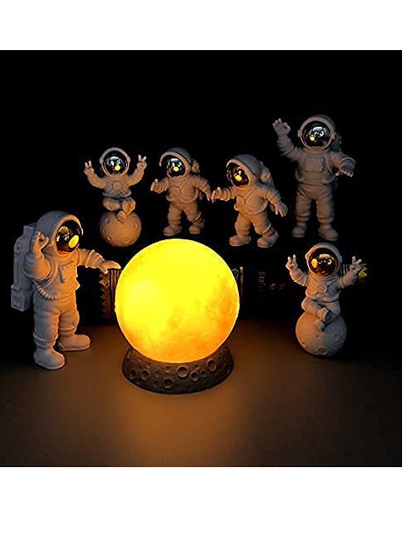 SYOSI 3 Pcs Astronaut Figurines Cake Topper Outer Space Spaceman Action Figure Statue Tabletop Ornament Miniature Astronaut Figures for Outer Space Birthday Cake Decoration Silver - Image 4