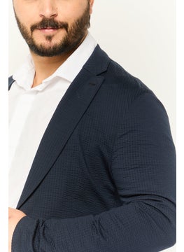 EMPORIO ARMANI Men Regular Fit Textured Formal Blazer, Navy  - Image 3