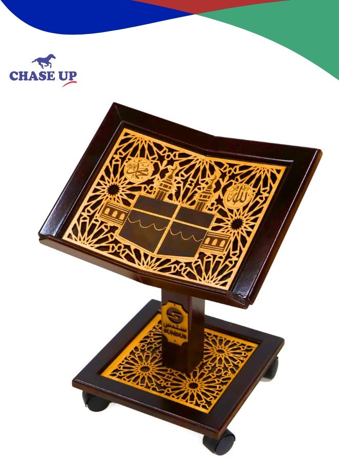 Chase Up Al-Haram Al-Makki Quran Stand – Foldable Wooden Book Stand for Ground Sitting, Ideal for Home & Mosque - Image 3