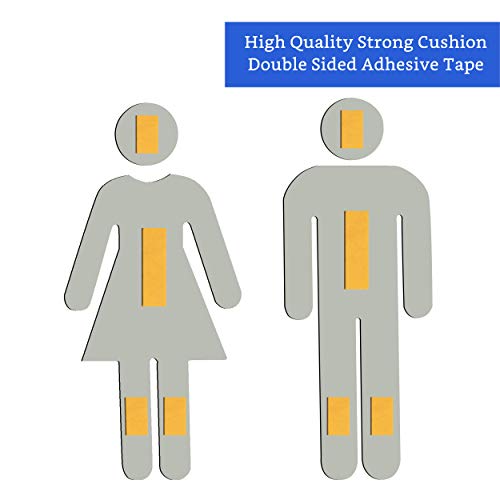 GLOBE ROCKET Brushed Aluminum Men's and Women's Bathroom Sign Figure Set - Men and Women Modern Restroom Sign - Bathroom Door Signs - Restroom Signs for Business - Bathroom Signage - Image 4