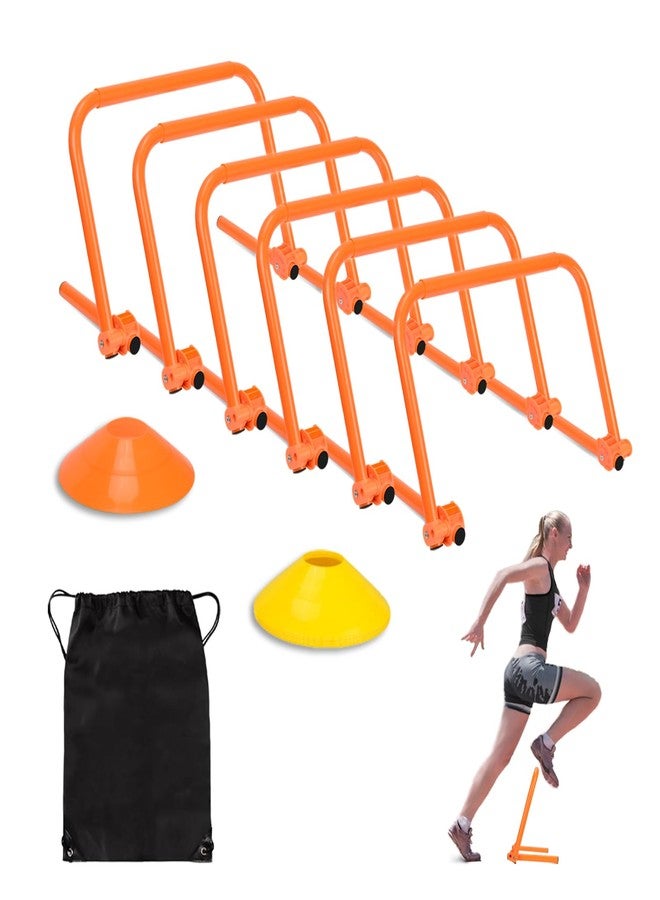 Hikeen Agility Speed Training Hurdles, Adjustable Agility Training Hurdles for Football, Basketball, Soccer Hurdles Training Equipment Set of 6, with 12 Marker Cones, 1 Storage Bag - Image 1