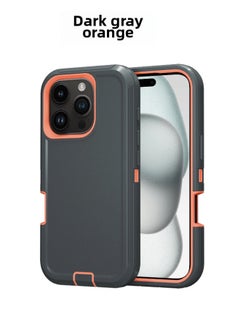 For Iphone 16promax Three-proof Mobile Phone Case Iph16plus Anti-drop Mobile Phone Case Hot Sale-Color:dark Gray Orange-Applicable Model:For Iphone16Plus Single Chassis