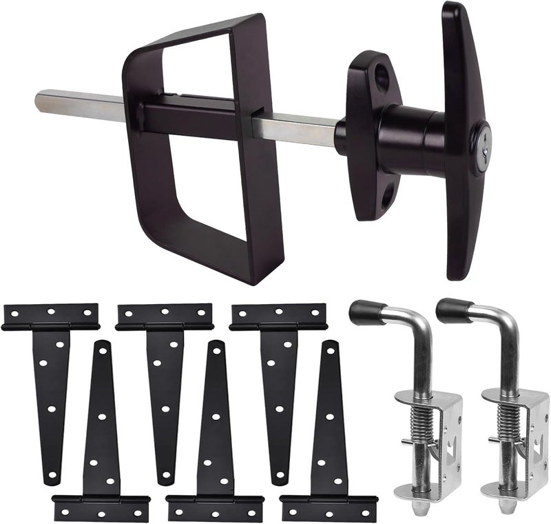 GEDSIOLD Double Door Shed Hardware Kit -Includes Window and Door/Window Hinge Set, Complete with Hinges, Latches, and T-Handle Lock -, for Gates, playrooms - Image 1
