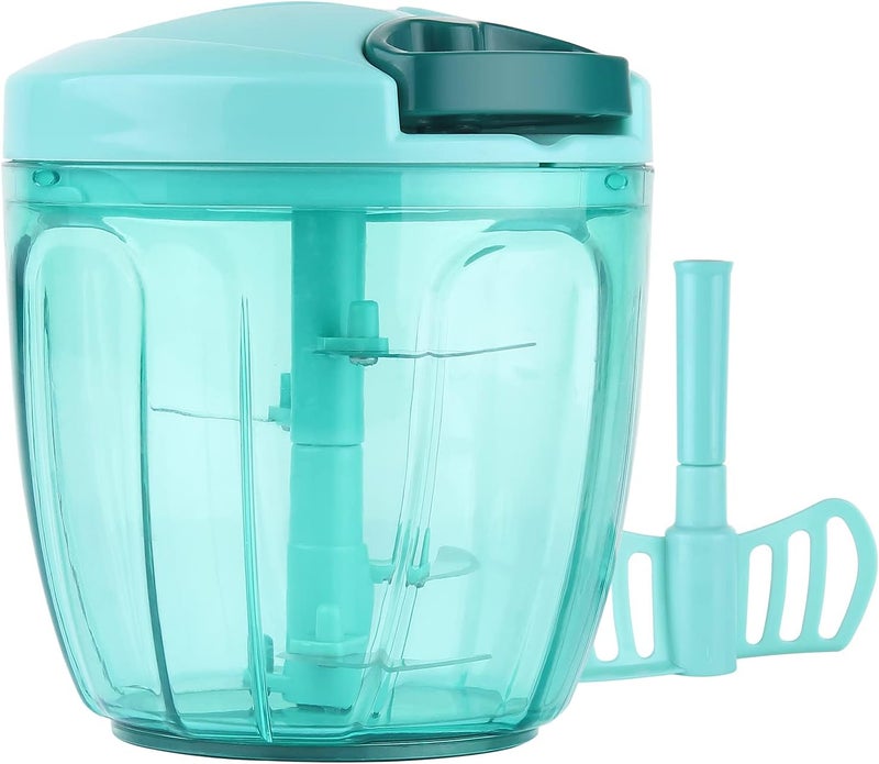 Cambom Manual Food Chopper Vegetable Cutter, Hand String Vegetable Chopper Onions Cutter for Vegetable Fruits Nuts BPA Free Food Safe Material, 900ml Blue - Image 1