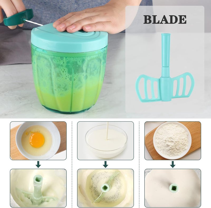Cambom Manual Food Chopper Vegetable Cutter, Hand String Vegetable Chopper Onions Cutter for Vegetable Fruits Nuts BPA Free Food Safe Material, 900ml Blue - Image 3