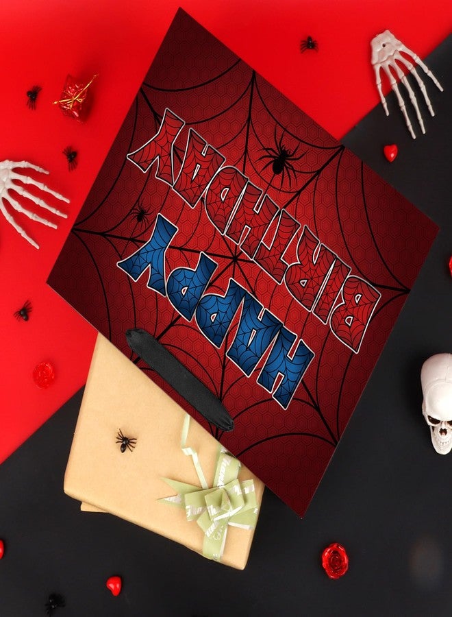 Abilat Large Spider Birthday Gift Bag with Tissue Paper and Greeting Card Spider Web Party Favor Wrapping Bag for Boys Men Halloween Birthday Supplies - Image 3
