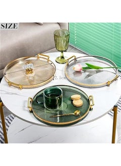 HOOKOR Round Serving Tray,Decorative Serving Trays with Handles, Coffee Table Tray Ottoman Round Plastic Tray for Living Room, Bathroom (Brown)  - Image 2