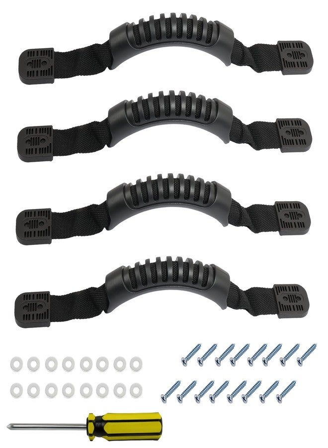 Mtuiewo 4 PCS Molded Webbing Handle with End Caps & 1 PCS Screwdriver, Handle Replacement for Kennel, Ergonomic Design, Easy to Install, for Luggage Toolboxes Storage Boxes DIY Projects - Image 1