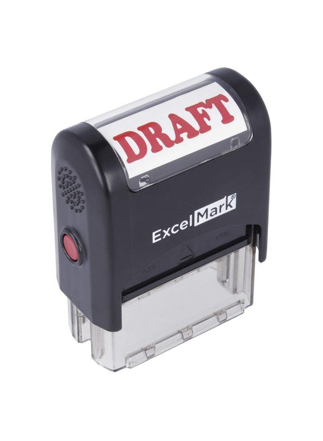 ExcelMark Draft Self Inking Rubber Stamp Red Ink - Image 1