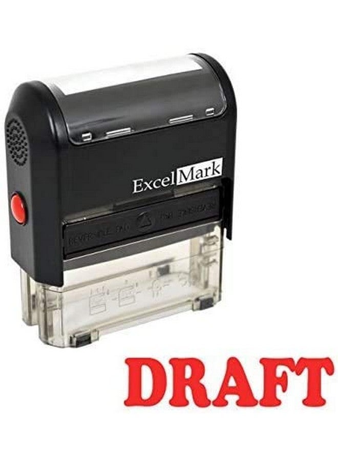 ExcelMark Draft Self Inking Rubber Stamp Red Ink - Image 2