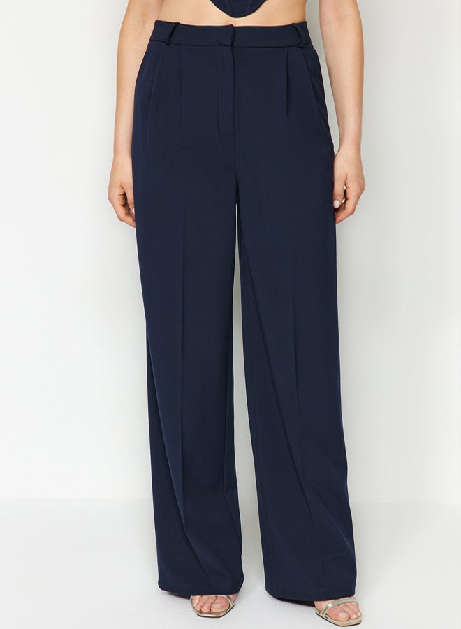 trendyol Navy Blue Wide Leg Woven Trousers - Image 4