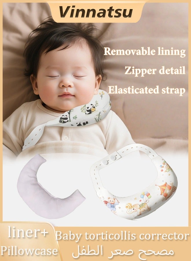 Vinnatsu Baby torticollis corrector，Baby Moon Pillow for Torticollis Correction - Pearl Cotton Filled with Zipper Layered Design, Removable Inner Liner, Infant Head Shaping Pillow, Neck Support for Newborns - Image 1