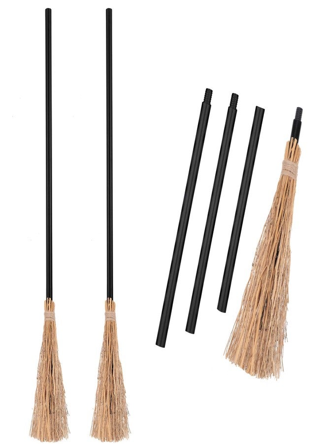 Harrycle 2 Pieces Halloween Witch Broom 52 Inch Plastic Detachable Wizard Broomstick Halloween Witches Cosplay Broom Wizard Costumes Realistic Props Accessories - Image 1