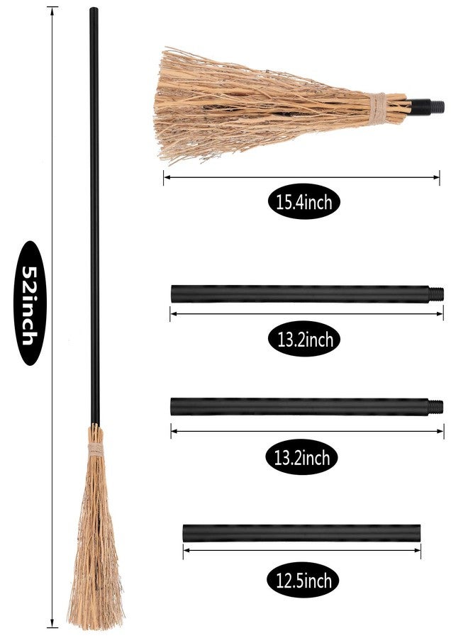 Harrycle 2 Pieces Halloween Witch Broom 52 Inch Plastic Detachable Wizard Broomstick Halloween Witches Cosplay Broom Wizard Costumes Realistic Props Accessories - Image 2