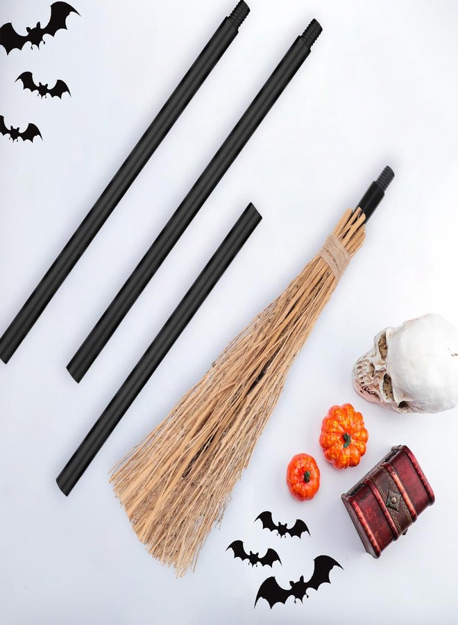 Harrycle 2 Pieces Halloween Witch Broom 52 Inch Plastic Detachable Wizard Broomstick Halloween Witches Cosplay Broom Wizard Costumes Realistic Props Accessories - Image 5