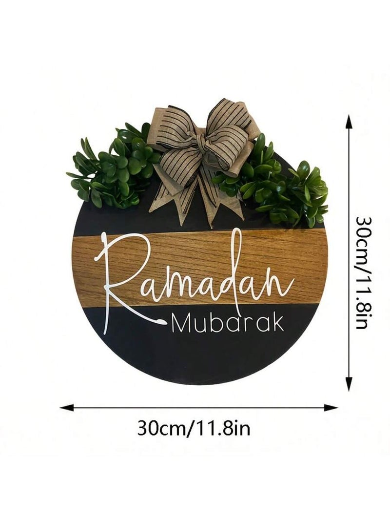 Ramadan Decorations Round Wooden Hanging Sign With Ramadan Mubarak Design For Home And Party Decor - Image 3