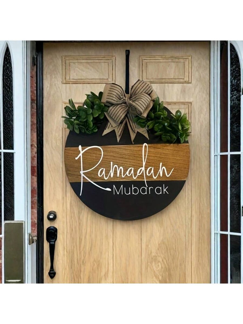 Ramadan Decorations Round Wooden Hanging Sign With Ramadan Mubarak Design For Home And Party Decor - Image 2
