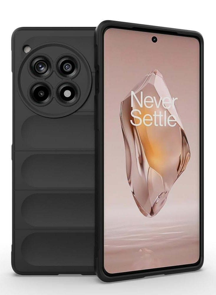 OnePlus 12R 5G Case Cover, Heavy Duty 3D Striped Pattern Sensory Soft Silicone Full Portection Shockproof Phone Case For OnePlus 12R 5G Black - Image 1