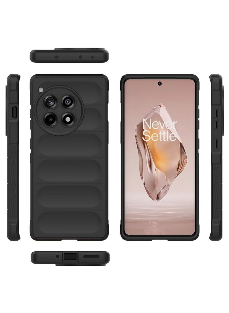 OnePlus 12R 5G Case Cover, Heavy Duty 3D Striped Pattern Sensory Soft Silicone Full Portection Shockproof Phone Case For OnePlus 12R 5G Black - Image 2