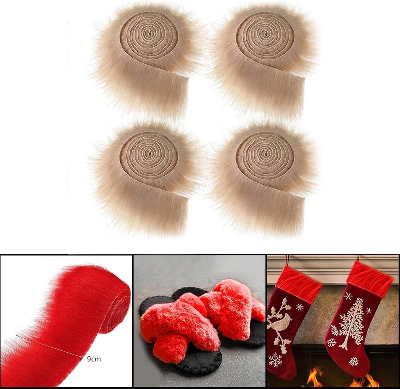 klarako 4 Sheets Artificial Fur Fabric Patches Shaggy Faux Fur Patches Fabric Cuts Plush DIY Handmade Crafts Supplies for Crafting Sewing Costume Decor  Khaki - Image 5