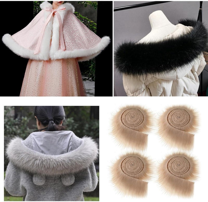 klarako 4 Sheets Artificial Fur Fabric Patches Shaggy Faux Fur Patches Fabric Cuts Plush DIY Handmade Crafts Supplies for Crafting Sewing Costume Decor  Khaki - Image 4