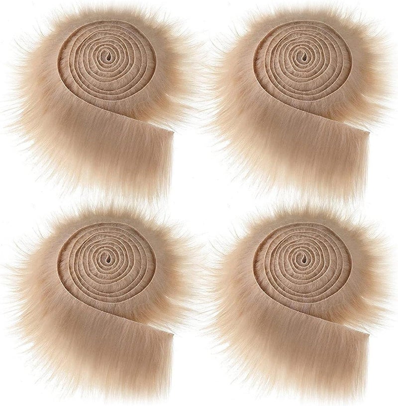 klarako 4 Sheets Artificial Fur Fabric Patches Shaggy Faux Fur Patches Fabric Cuts Plush DIY Handmade Crafts Supplies for Crafting Sewing Costume Decor  Khaki - Image 1