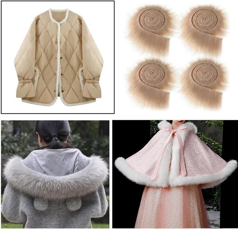 klarako 4 Sheets Artificial Fur Fabric Patches Shaggy Faux Fur Patches Fabric Cuts Plush DIY Handmade Crafts Supplies for Crafting Sewing Costume Decor  Khaki - Image 2