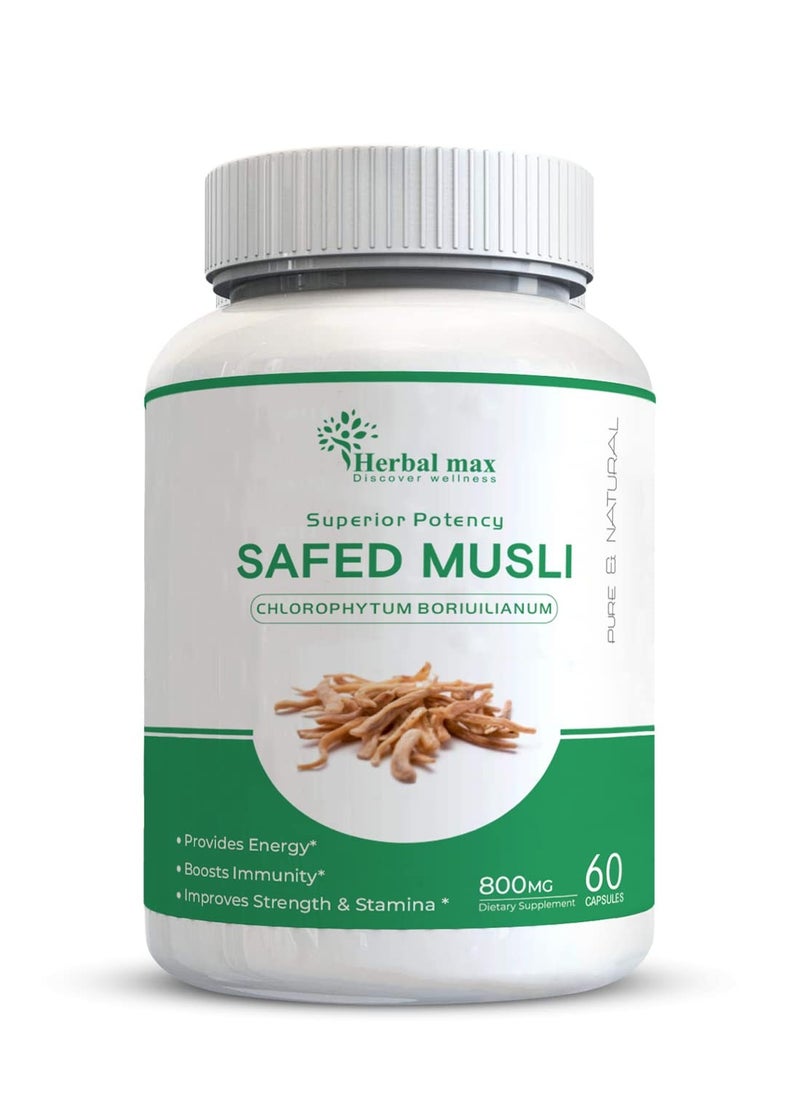 Herbal max Safed Musli 60 Capsules - pzsku/ZB65820F40C829687EED4Z/45/_/1728456901/4695f370-b929-4bbc-9a9d-1555b234ccfc