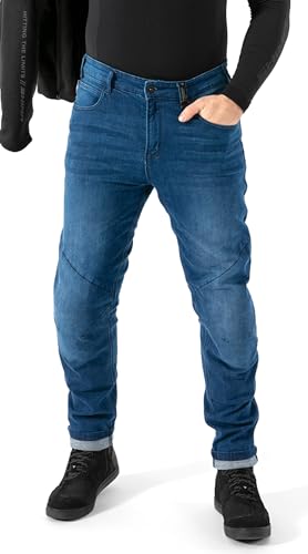 SHIMA جينز شيماء رايدر للدراجات النارية للرجال مع واقيات الركبة إيرفورس بنطلونات مدرعة خفيفة الوزن للركوب معززة (رجالي، أزرق، 30/32) - Image 4