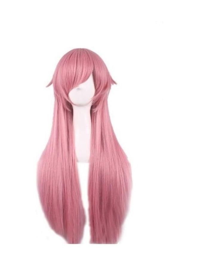 NIBEMINENT Anime Mirai Nikki Gasai Yuno Cosplay Wig 80 Cm Pale Long Straight Hair Pink - Image 1