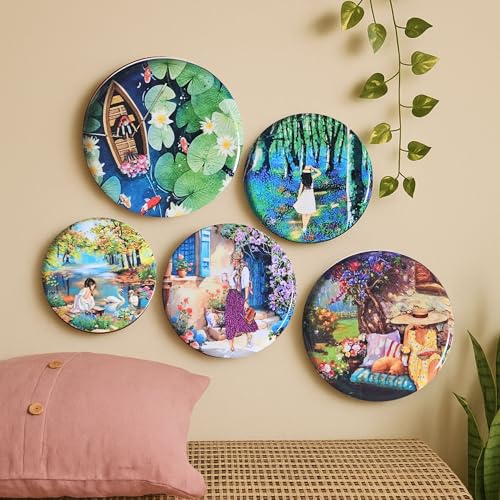 RITUALISTIC Slice of Life Iron Wall Art Plates – Set of 5 Decorative Plates | Contemporary Metal Wall Decor | Modern Wall Hanging for Living Room, Bedroom & Home Interiors | Valentine's day gifts - Image 1