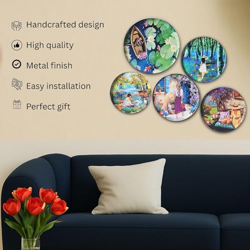 RITUALISTIC Slice of Life Iron Wall Art Plates – Set of 5 Decorative Plates | Contemporary Metal Wall Decor | Modern Wall Hanging for Living Room, Bedroom & Home Interiors | Valentine's day gifts - Image 3