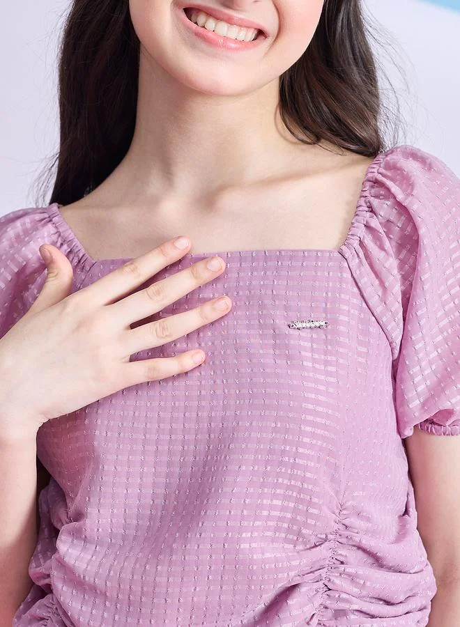 Stylo Bug Stylo Bug Ruched Detail Square Neck Top and Pants Set