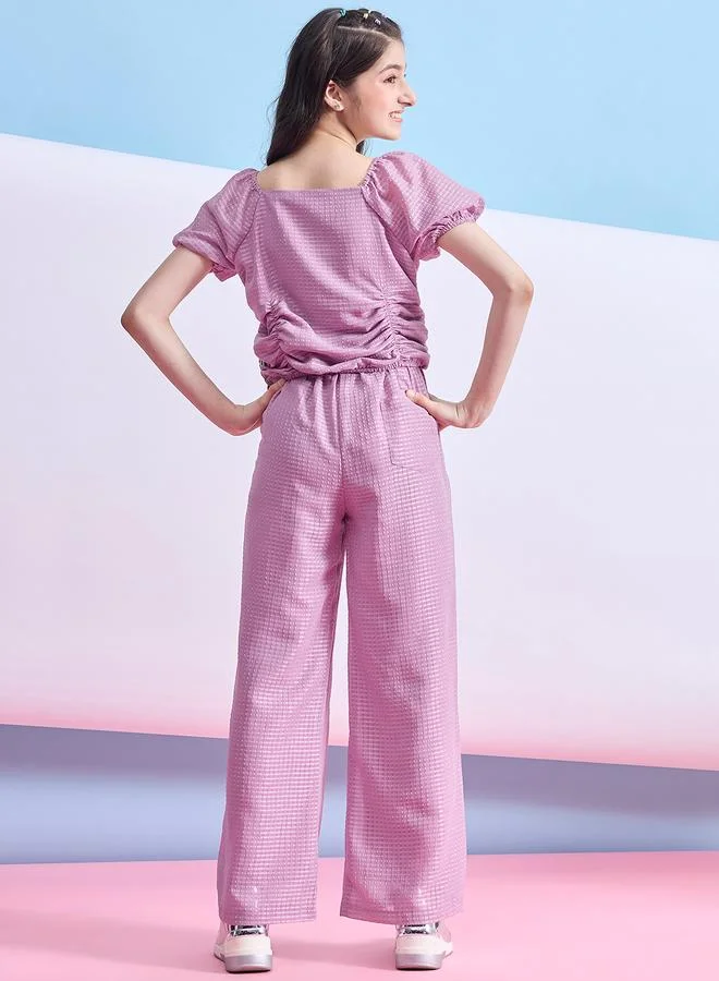 Stylo Bug Stylo Bug Ruched Detail Square Neck Top and Pants Set