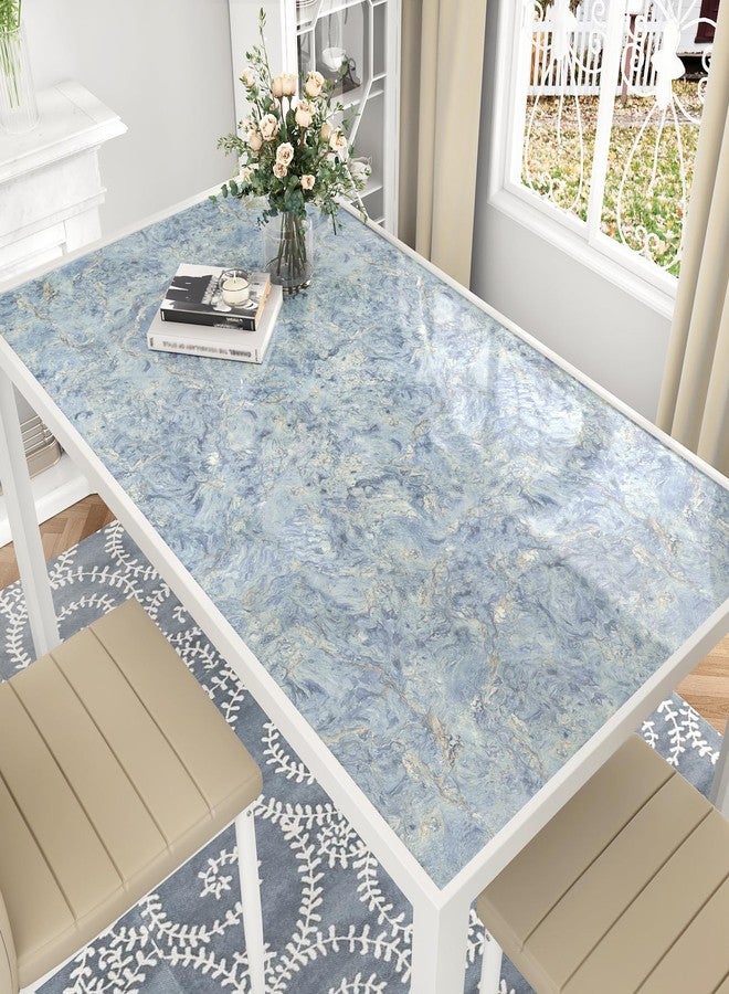 STICKEEP Cream Blue Marble Contact Paper Peel and Stick Marble Vinyl Wrap for Countertops Waterproof Marble Wallpaper for Cabinets Kitchen Countertop Self Adhesive Covering Table Desk 17.7" x 120" - Image 5