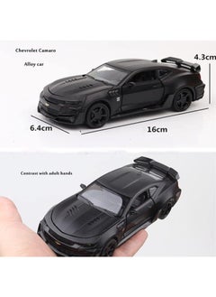 CHE ZHI Die-Cast Metal Chevrolet Camaro 1:32 Scale Model Car – Pull Back Action, Openable Doors, Lights & Music, Black Toy Car for Kids and Collectors  - Image 5