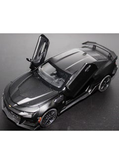CHE ZHI Die-Cast Metal Chevrolet Camaro 1:32 Scale Model Car – Pull Back Action, Openable Doors, Lights & Music, Black Toy Car for Kids and Collectors  - Image 4