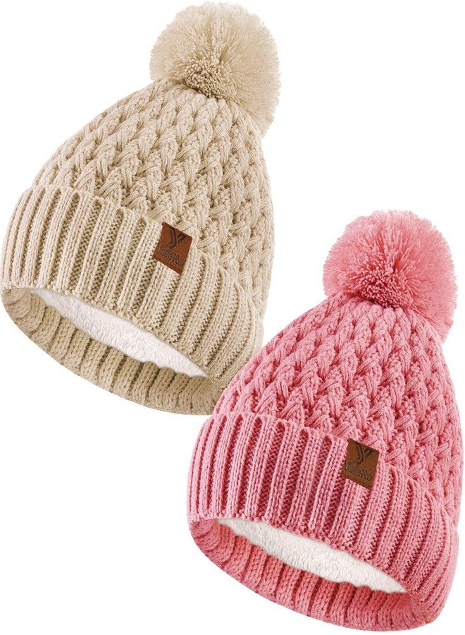 yafeite Baby Beanie Winter Hat Boys Girls - 2 Pack Toddler Winter Hat Warm Fleece Lined Knit Kids Hats for 3-36 Months - Image 1