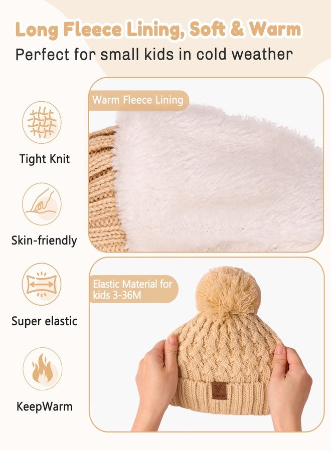 yafeite Baby Beanie Winter Hat Boys Girls - 2 Pack Toddler Winter Hat Warm Fleece Lined Knit Kids Hats for 3-36 Months - Image 2