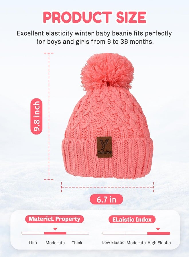 yafeite Baby Beanie Winter Hat Boys Girls - 2 Pack Toddler Winter Hat Warm Fleece Lined Knit Kids Hats for 3-36 Months - Image 4