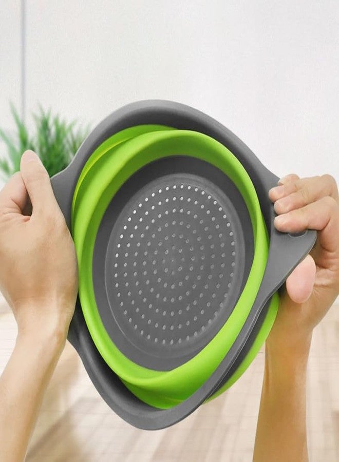 Emptycolor 2 Pack Collapsible Colander Set, Emptycolor Foldable Collapsible Strainers for Kitchen, Small Round Colander with Base and Handles for Pasta, Fruit, Vegetables - Space-Saving Kitchen Strainer Baskets - Image 4