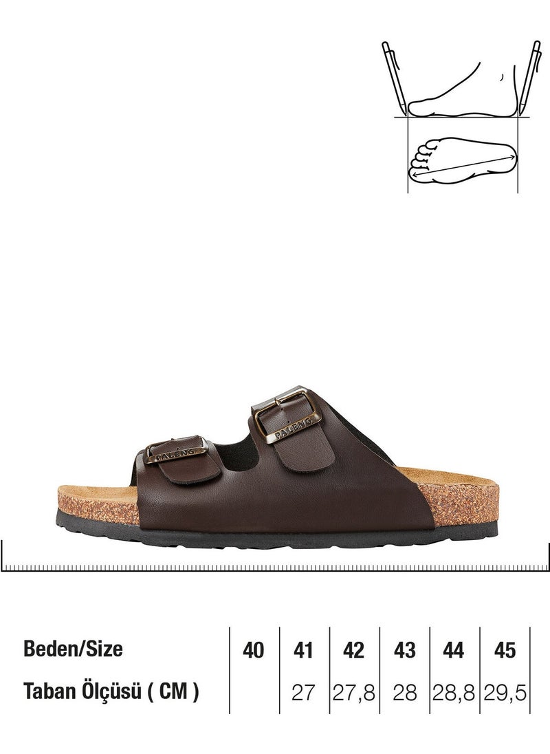 Gezer Paleng Cork Floor Mattress Leather Men's Slippers  - Image 1