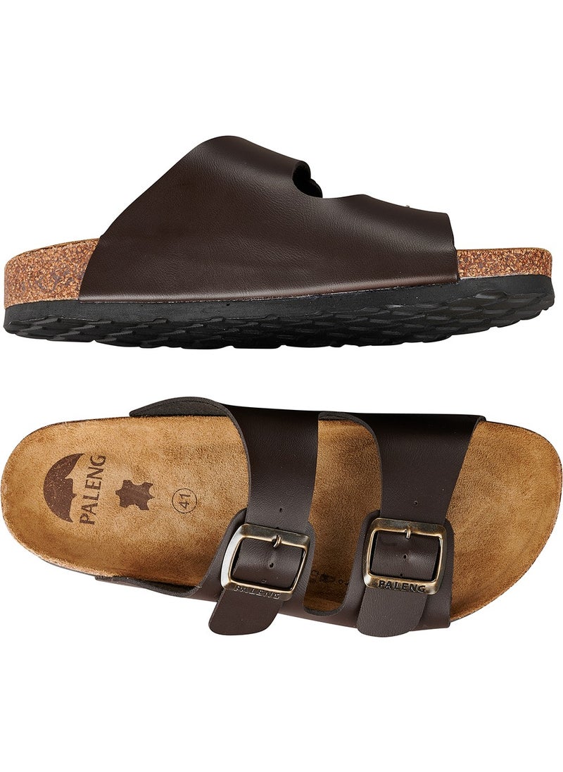 Gezer Paleng Cork Floor Mattress Leather Men's Slippers  - Image 4
