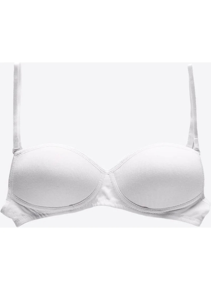 Malabadi Girls White Covered Non-wired Cotton Strapless Training Bra 821