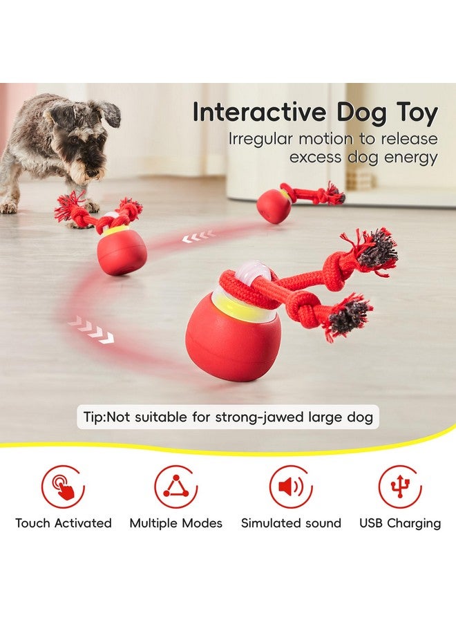 Potaroma Interactive Dog Ball Toys Touch Activated, Rechargeable, Squeaky Dog Toy, Moving Wicked Ball for Pup with Rope for Medium Small Dogs Puppy Dark Red - Image 2