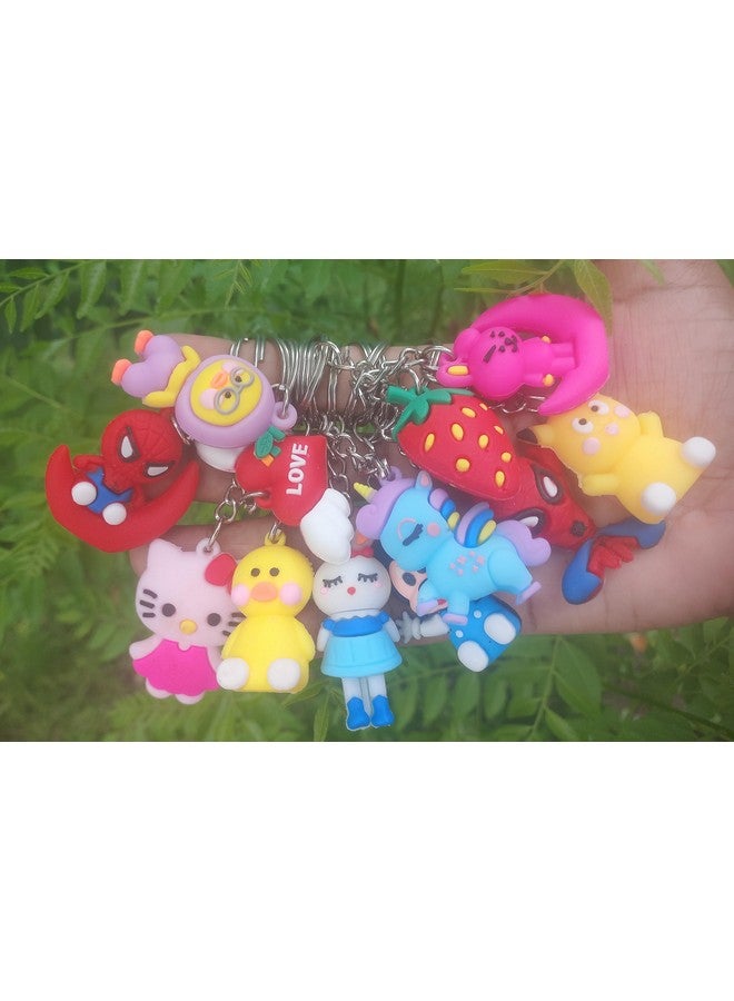 Gifting Square? Kids Cartoon Silicon Soft Rubber Keychain Multicolored (Mix Pack of 12) - Image 3