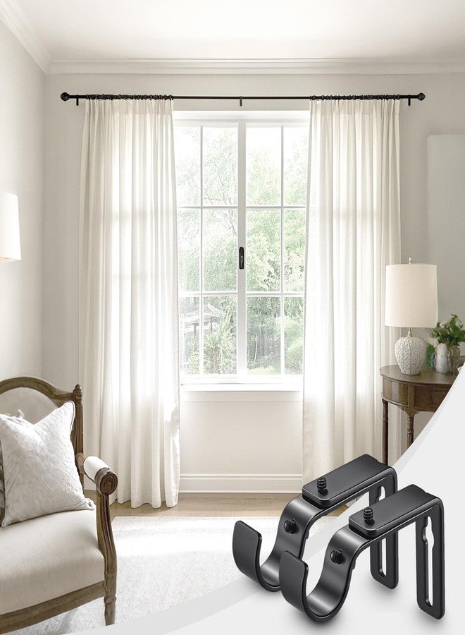 LLPJS Curtain Rod Bracket Adjustable, Drapery Rod Holder Hooks Support Hangers for 1 inch Diameter Window Curtain Rods (Black, 2-Pack) - Image 5